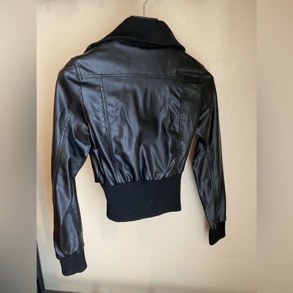 Miley Cyrus Black Faux Leather Jacket Girls XS - Picture 5 of 14